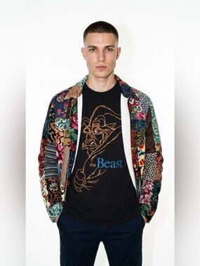Disney "The Beast" Graphic Tee Blue Oversized Y2K Men's T-Shirt